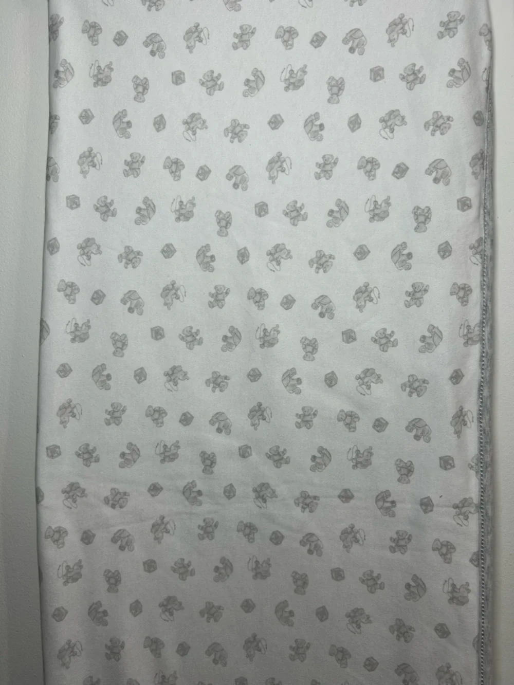 Ralph Lauren Heather Gray & White Baby Blanket with Teddy Print